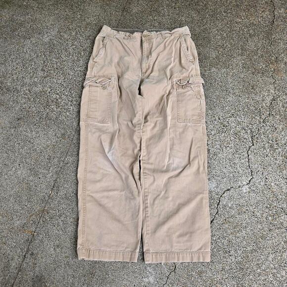 Vtg Y2k OLD NAVY Cargos Plain Earthtone Military Surplus Cargo Pants 34 x 32 - Picture 1 of 7